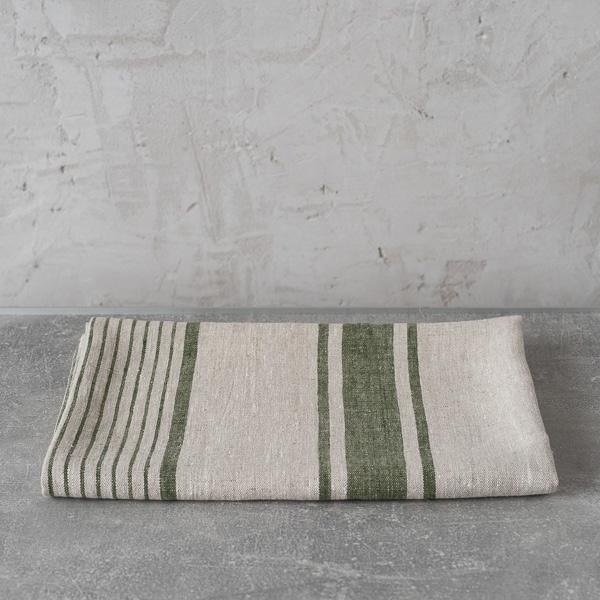 linenme Linen Huckaback Bath Towel Forest Green Provence