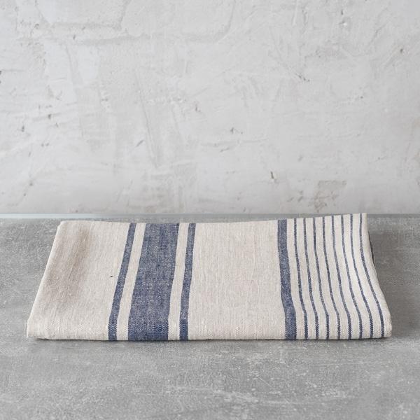 linenme Linen Huckaback Bath Towel Indigo Natural Provence