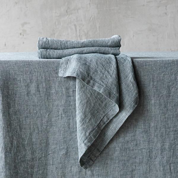 Linenme Linen Napkin Balsam Green Stone Washed Rhomb