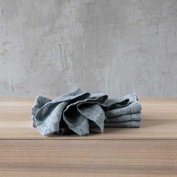 linenme Linen Napkin Balsam Green Stone Washed Rhomb