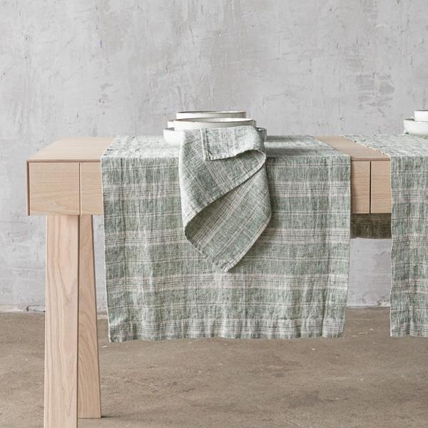 Linenme Linen Napkin Forest Green Natural Multistripe