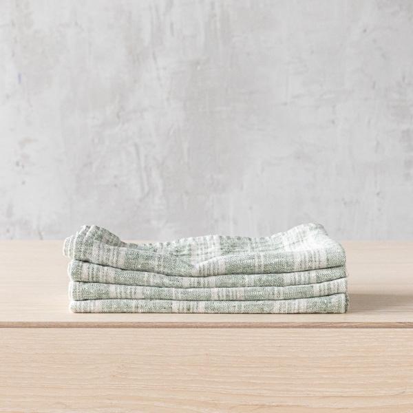 linenme Linen Napkin Forest Green Natural Multistripe