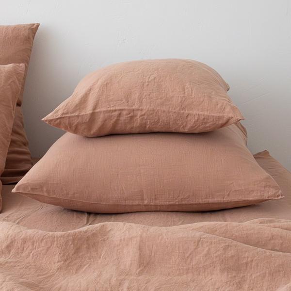 Linenme Linen Pillow Case Vintage Rose Stone Washed