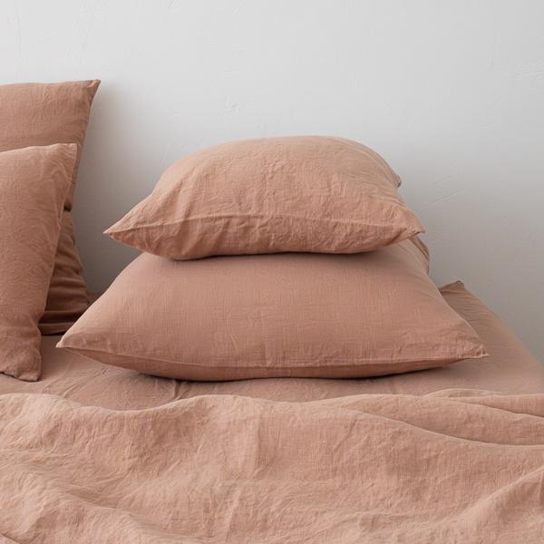 linenme Linen Pillow Case Vintage Rose Stone Washed
