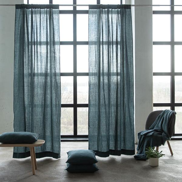 Linenme Linen Rod Pocket Curtain Panel Balsam Green Stone Washed