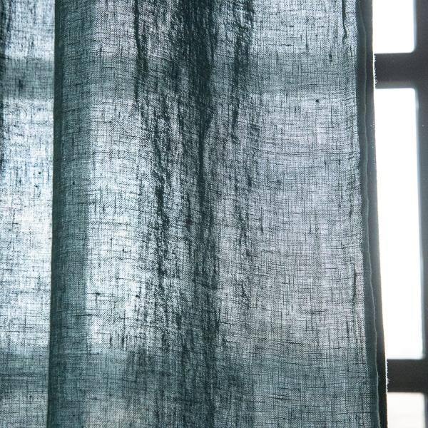 Linenme Linen Rod Pocket Curtain Panel Balsam Green Stone Washed