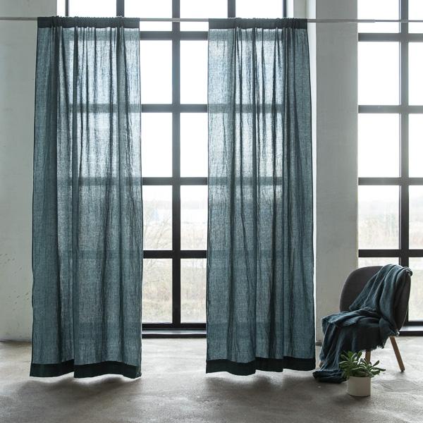 linenme Linen Rod Pocket Curtain Panel Balsam Green Stone Washed