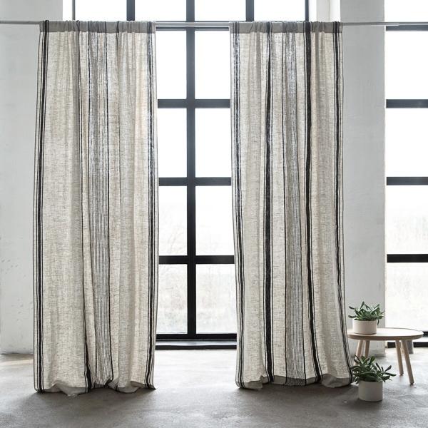 linenme Linen Rod Pocket Curtain Panel Black Provence