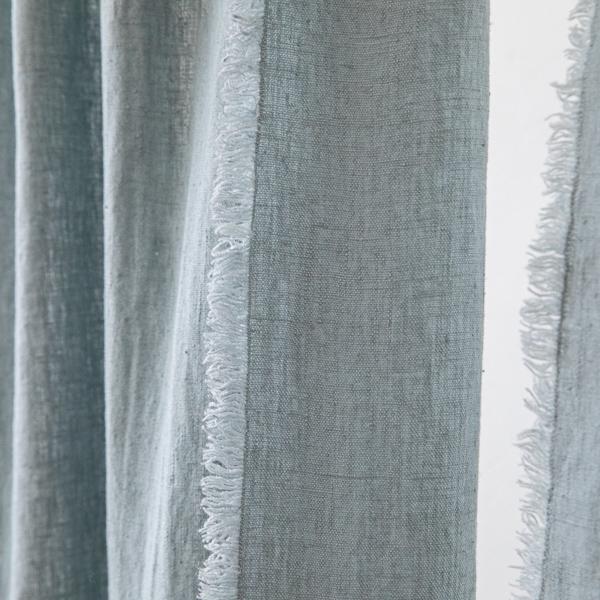 Linenme Linen Rod Pocket Curtain Panel Ice Blue Terra Fringe