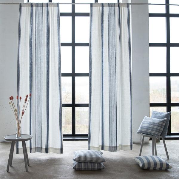 Linenme Linen Rod Pocket Curtain Panel Indigo Tuscany