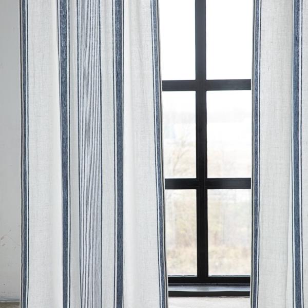 Linenme Linen Rod Pocket Curtain Panel Indigo Tuscany