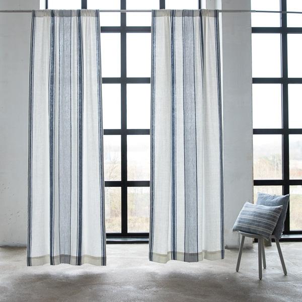 linenme Linen Rod Pocket Curtain Panel Indigo Tuscany