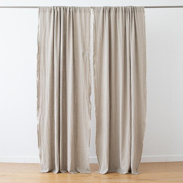 Linenme Linen Rod Pocket Curtain Panel Natural Terra Fringe