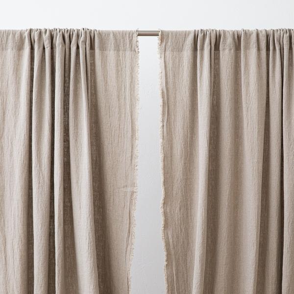 Linenme Linen Rod Pocket Curtain Panel Natural Terra Fringe