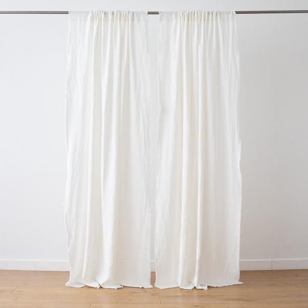 Linenme Linen Rod Pocket Curtain Panel Off White Terra Fringe