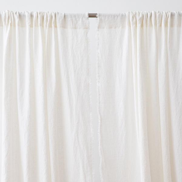 Linenme Linen Rod Pocket Curtain Panel Off White Terra Fringe