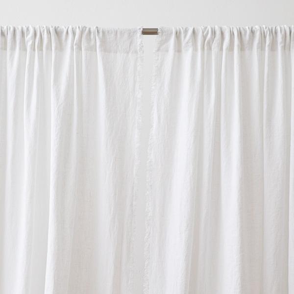 Linenme Linen Rod Pocket Curtain Panel Optical White Terra Fringe