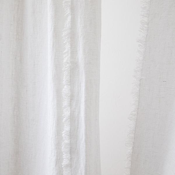 Linenme Linen Rod Pocket Curtain Panel Optical White Terra Fringe