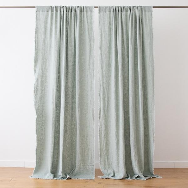 Linenme Linen Rod Pocket Curtain Panel Sea Foam Terra Fringe