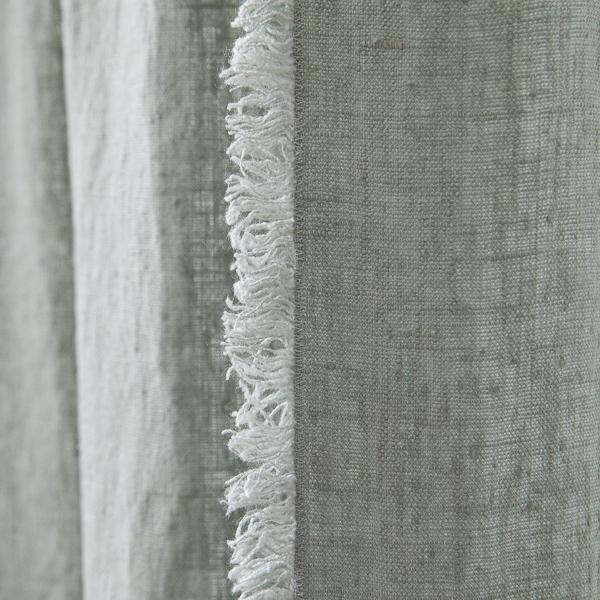 Linenme Linen Rod Pocket Curtain Panel Sea Foam Terra Fringe