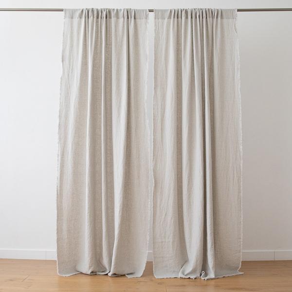 Linenme Linen Rod Pocket Curtain Panel Silver Terra Fringe
