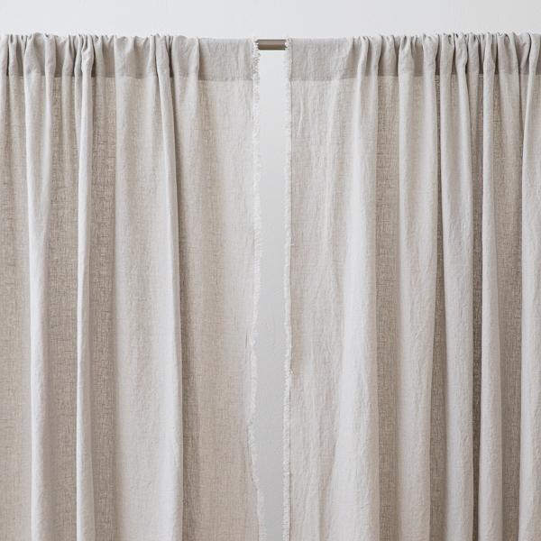 Linenme Linen Rod Pocket Curtain Panel Silver Terra Fringe