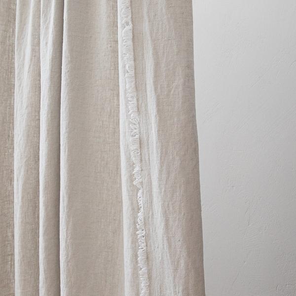 Linenme Linen Rod Pocket Curtain Panel Silver Terra Fringe