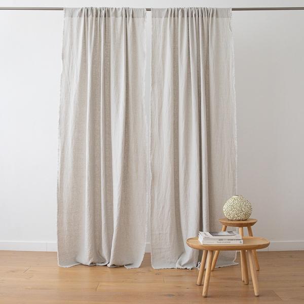 linenme Linen Rod Pocket Curtain Panel Silver Terra Fringe