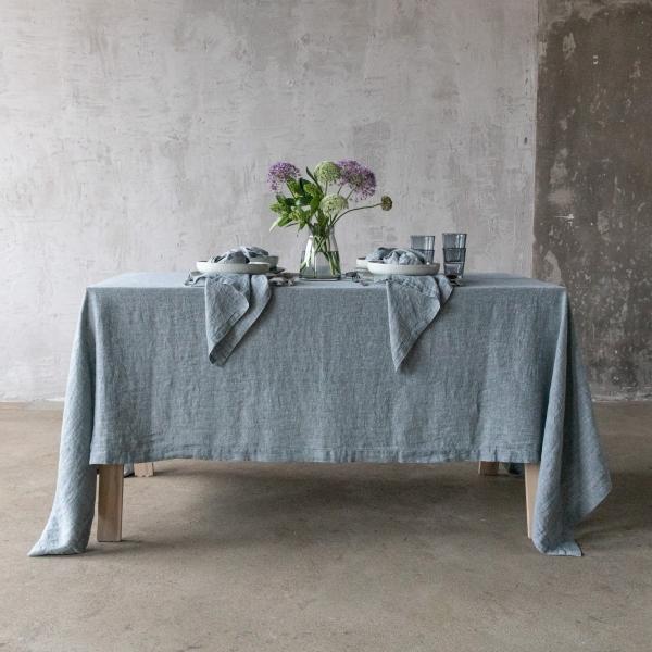 Linenme Linen Tablecloth Balsam Green Stone Washed Rhomb