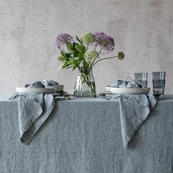 Linenme Linen Tablecloth Balsam Green Stone Washed Rhomb