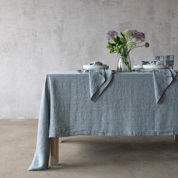 linenme Linen Tablecloth Balsam Green Stone Washed Rhomb