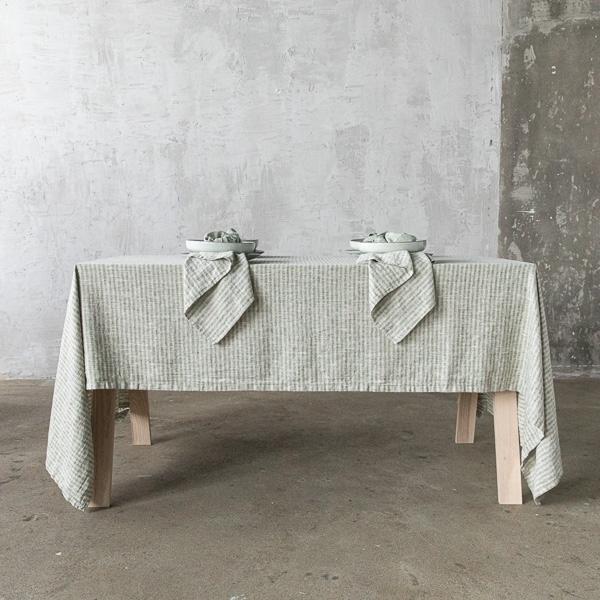 Linenme Linen Tablecloth Forest Green Natural Brittany