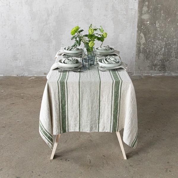 Linenme Linen Tablecloth Forest Green Natural Provence