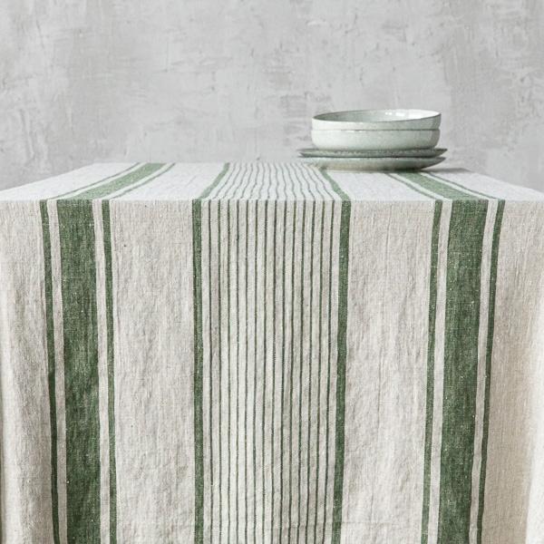 Linenme Linen Tablecloth Forest Green Natural Provence