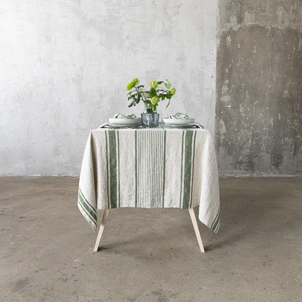 linenme Linen Tablecloth Forest Green Natural Provence