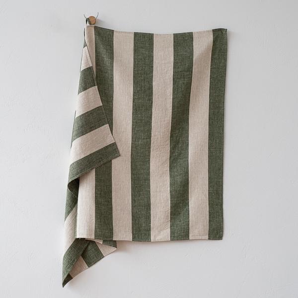 Linenme Linen Towel Set Forest Green Natural Venice