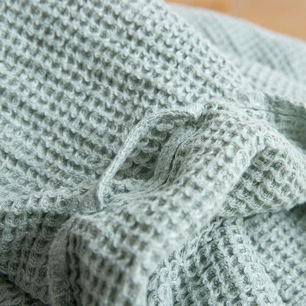 Linenme Linen Waffle Big Set Of 4 Wash Cloth Sea Foam