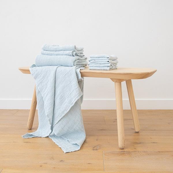 Linenme Linen Waffle Big Set Of 4 Wash Cloth Set Ice Blue