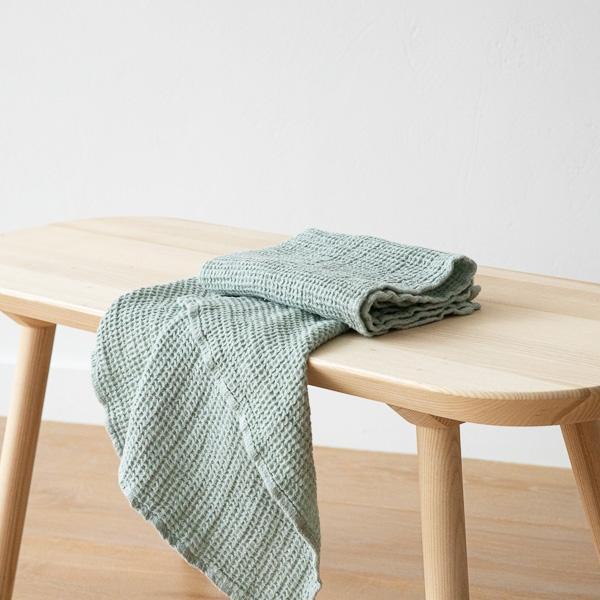 Linenme Linen Waffle Big Set Of Hand Towels Sea Foam