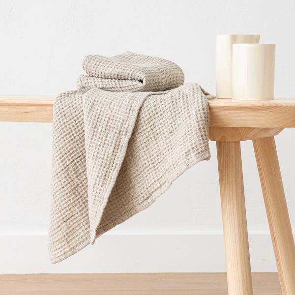 Linenme Linen Waffle Big Set Of Hand Towels Set Natural