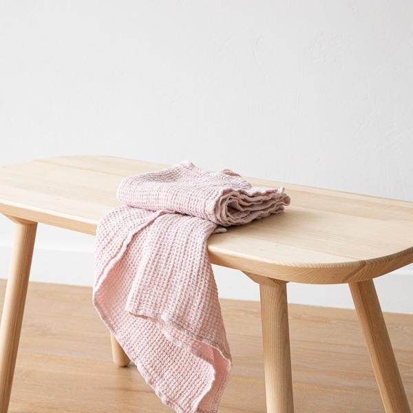 Linenme Linen Waffle Big Set Of Hand Towels Set Rosa