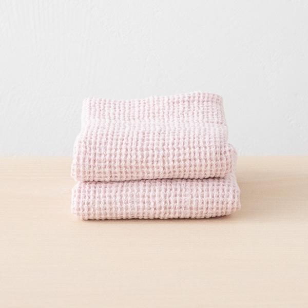 linenme Linen Waffle Big Set of Hand Towels Set Rosa