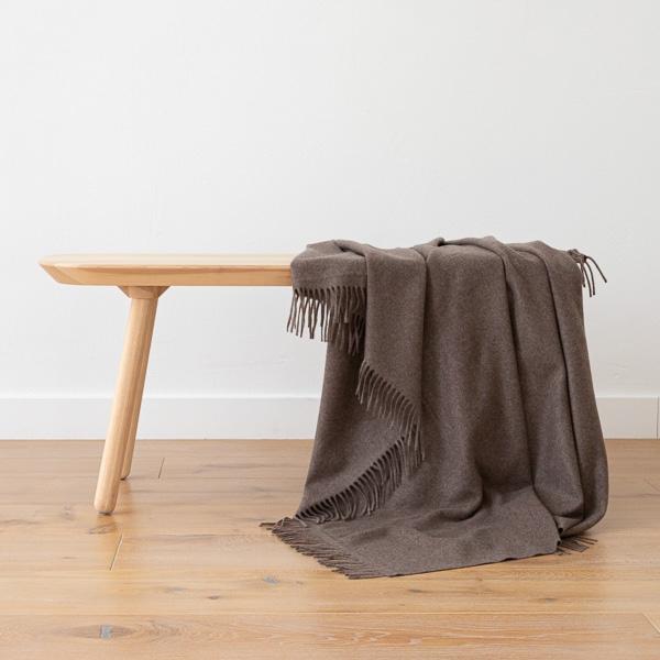 Linenme 100% Cashmere Throw Vesuvio Brown