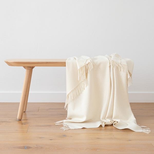 Linenme 100% Cashmere Throw Vesuvio Ivory