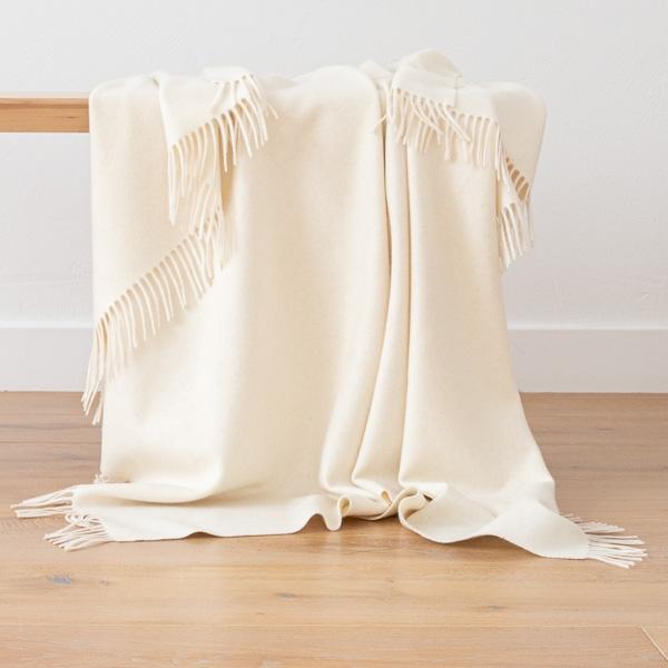 linenme 100% Cashmere Throw Vesuvio Ivory