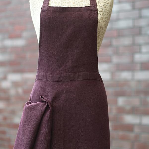 Linenme Apron Aubergine Linen Lara