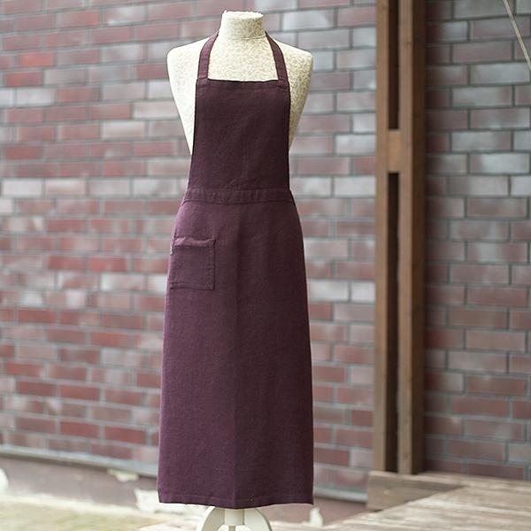 Linenme Apron Aubergine Linen Lara