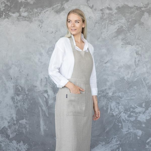 Linenme Apron Natural Linen Lara