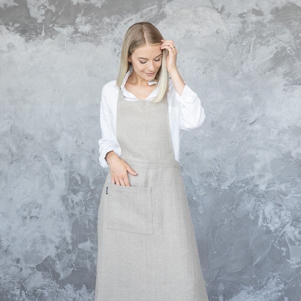 Linenme Apron Natural Linen Lara