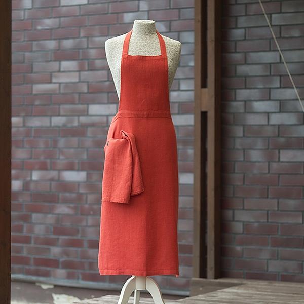 Linenme Apron Orange Linen Lara
